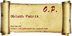 Oblath Patrik névjegykártya